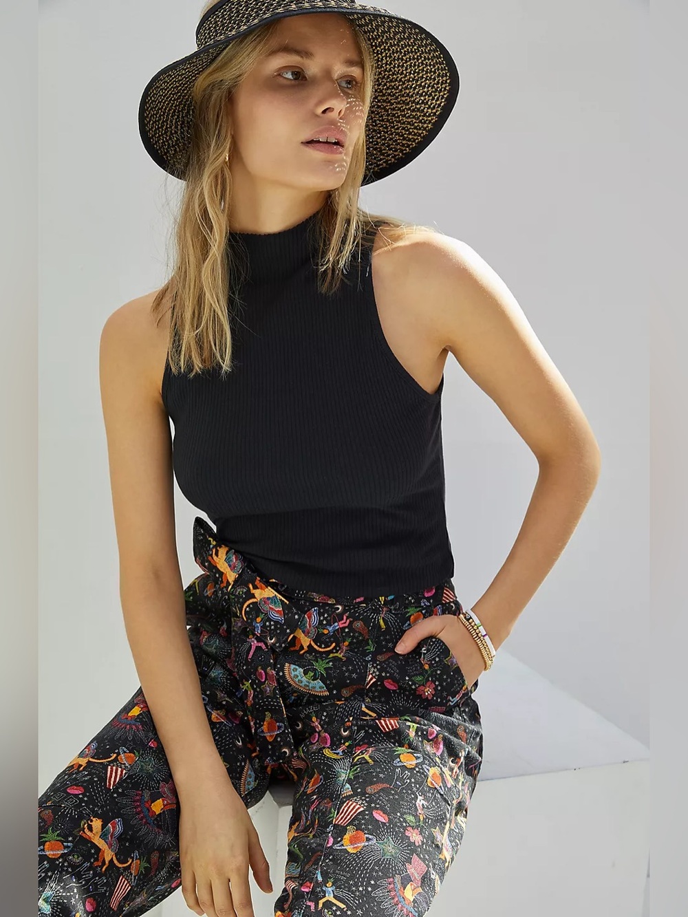 Anthropologie Maeve Mock Neck Ribbed Tank